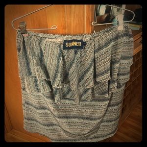 Sunner silk strapless ruffle top, large